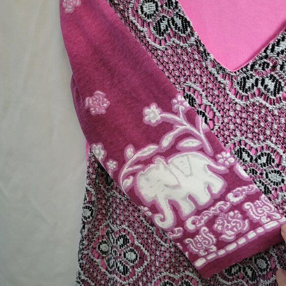 Cat Lovers! XL Blouse Top Hippie Pink lace black V-neck Eyeshadow - Picture 4 of 8